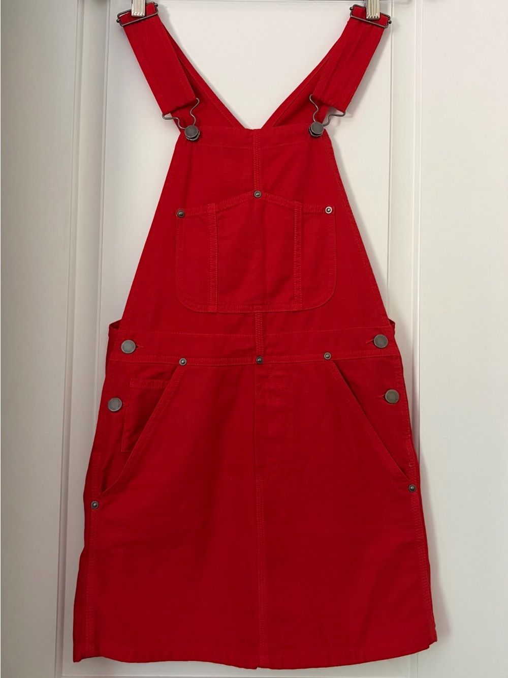 ARITZIA TNA Bright Red Overall Denim Dress (XS)